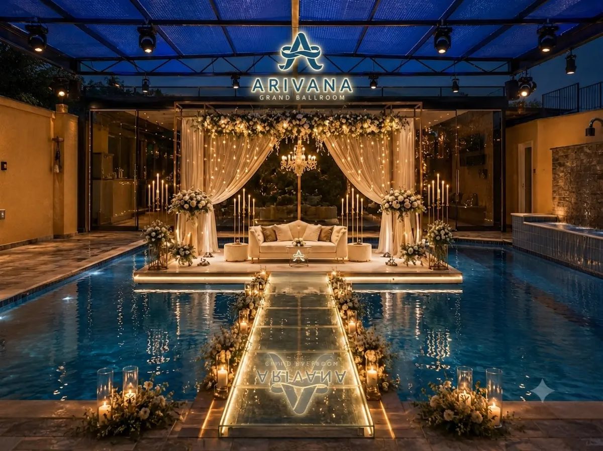 The floating stage and illuminated walkway
